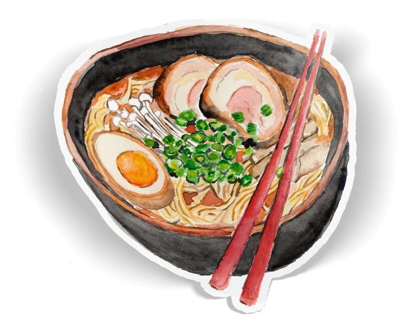 Ramen Noodle Stickers by Kathyphantistic