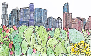 ATX Skyline Cacti Print by Katie Chance + 11" x 14"