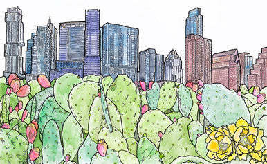 ATX Skyline Cacti Print by Katie Chance + 11" x 14"