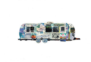 Airstream - Postage Stamp Collage Print by Katie Conley