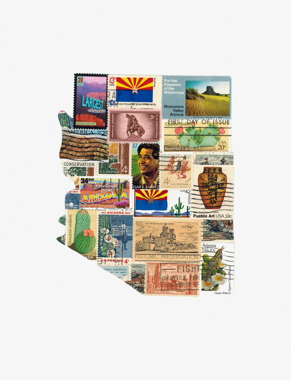 Arizona - Postage Stamp Collage Print + 11"x14" by Katie Conley