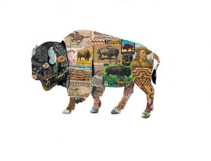 Bison - Postage Stamp Collage Print by Katie Conley + 11"x14"