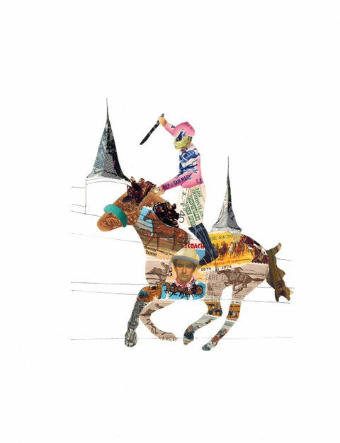 Kentucky Derby - Postage Stamp Collage Print by Katie Conley