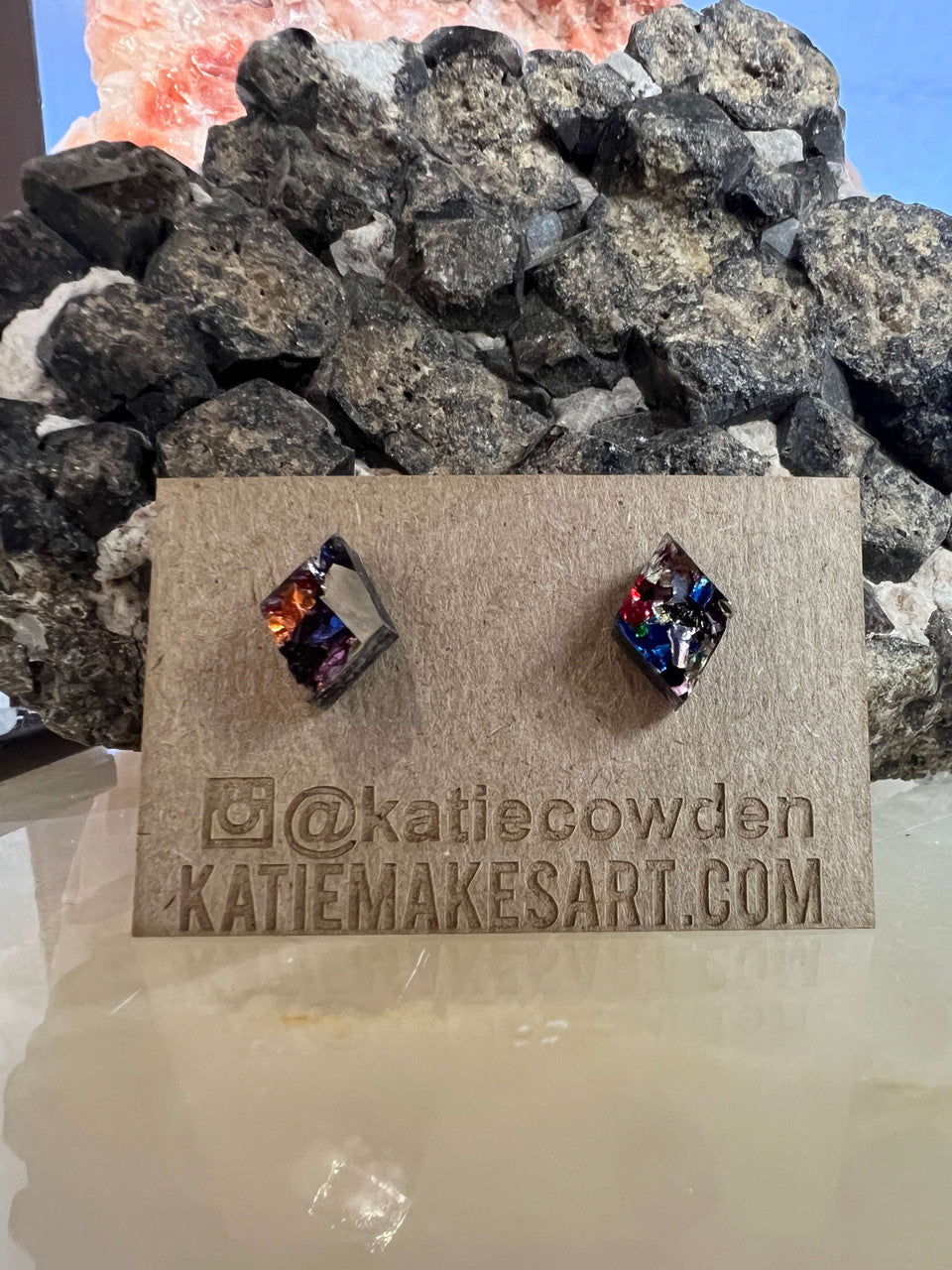 Diamond Shape Confetti Earrings by Katie Cowden