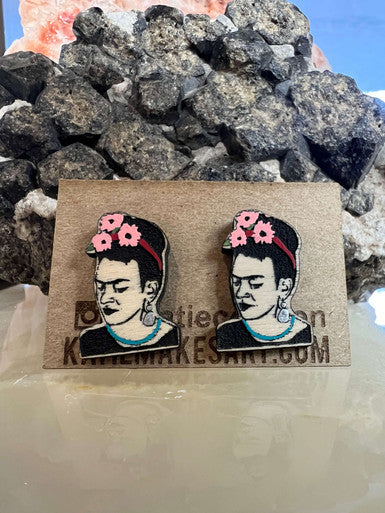 Floral Frida Kahlo Earrings by Katie Cowden