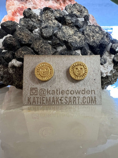 Gold Sun Earrings by Katie Cowden