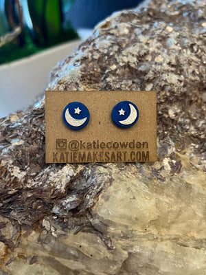 Moon and Star Earrings by Katie Cowden