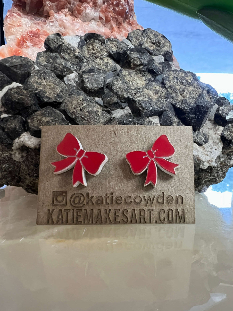 Red Bow Earrings by Katie Cowden