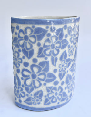 Blue Floral Pen Holder by Katy Bradshaw David