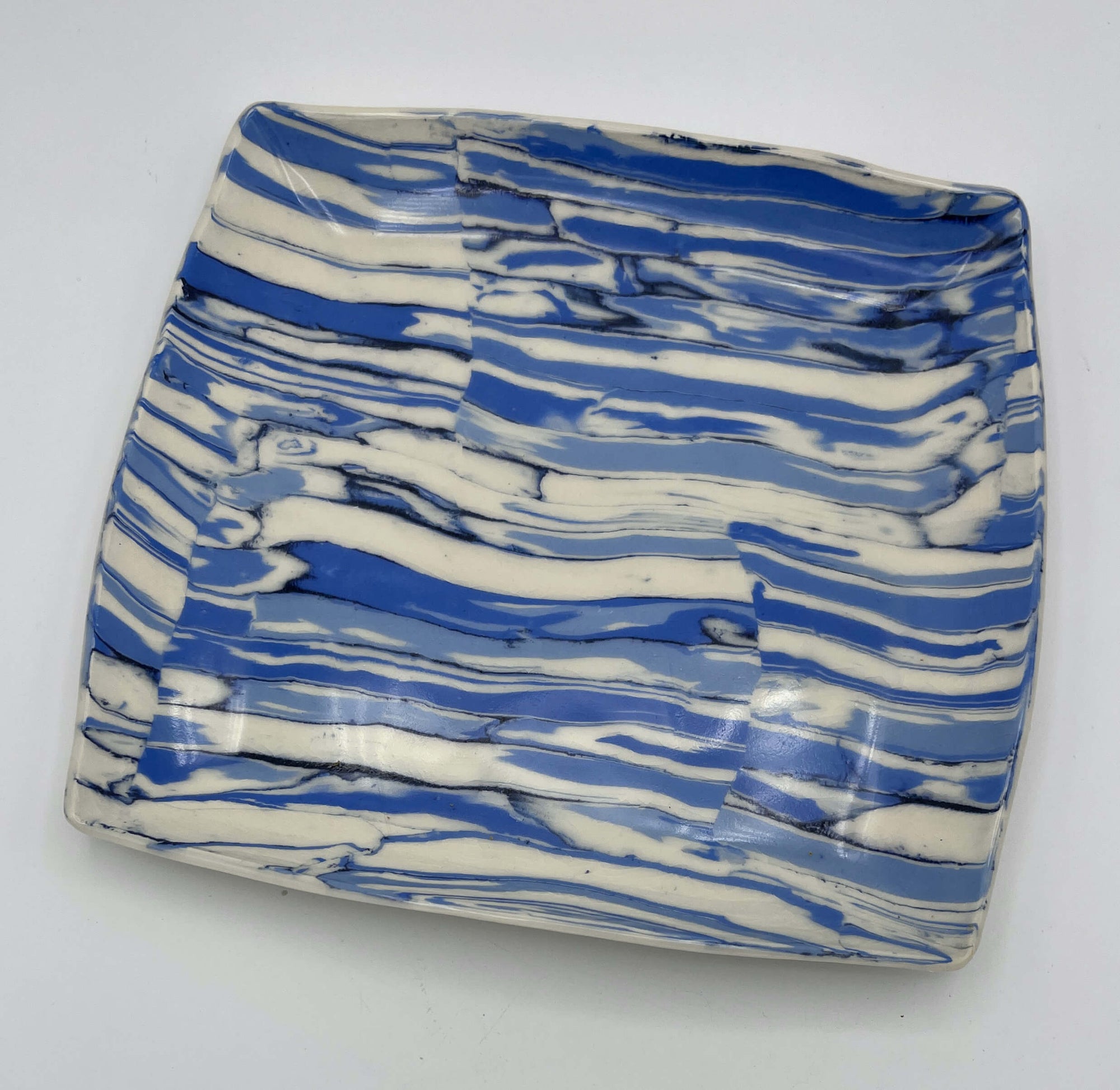 Blue Striped Platter by Katy Bradshaw David