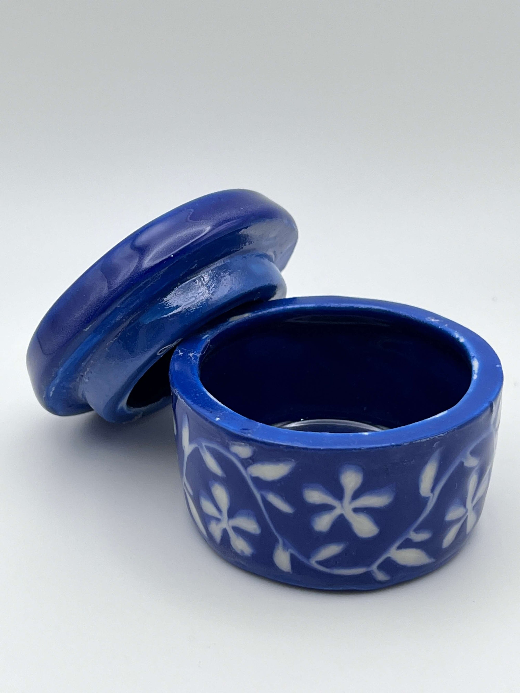 Blue and White Floral Lidded Dish by Katy Bradshaw David