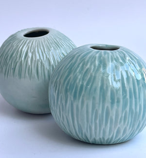 Carved Spherical Bud Vase #1 by Katy Bradshaw David
