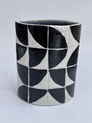 Black and White Geometric Pen Holder by Katy Bradshaw David