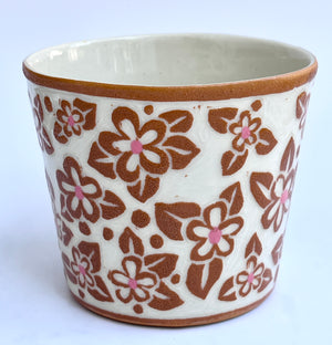 Ochre Floral Cup by Katy Bradshaw David