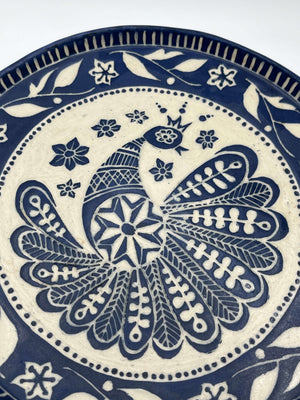 Blue Peacock Platter by Katy Bradshaw David