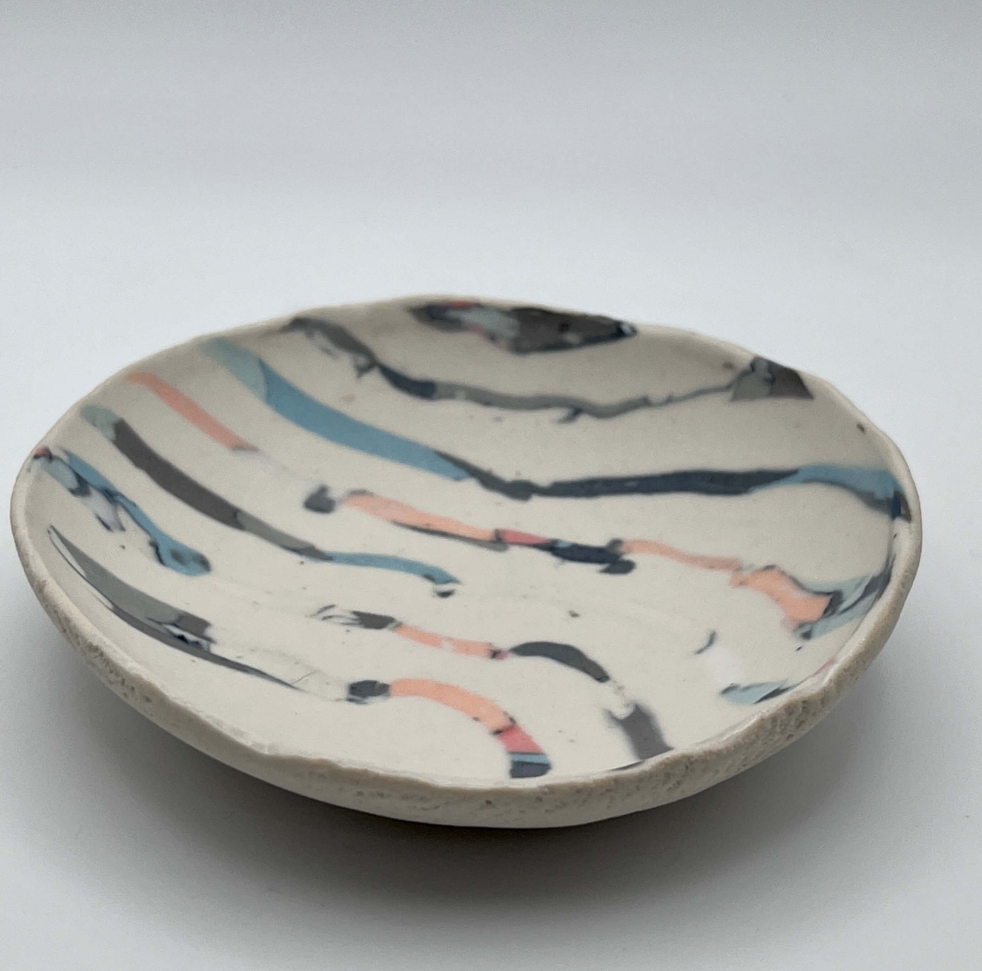 Round Matte Striped Dish by Katy Bradshaw David