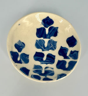Small Round Bluebonnet Patterned Dish #2 by Katy Bradshaw David