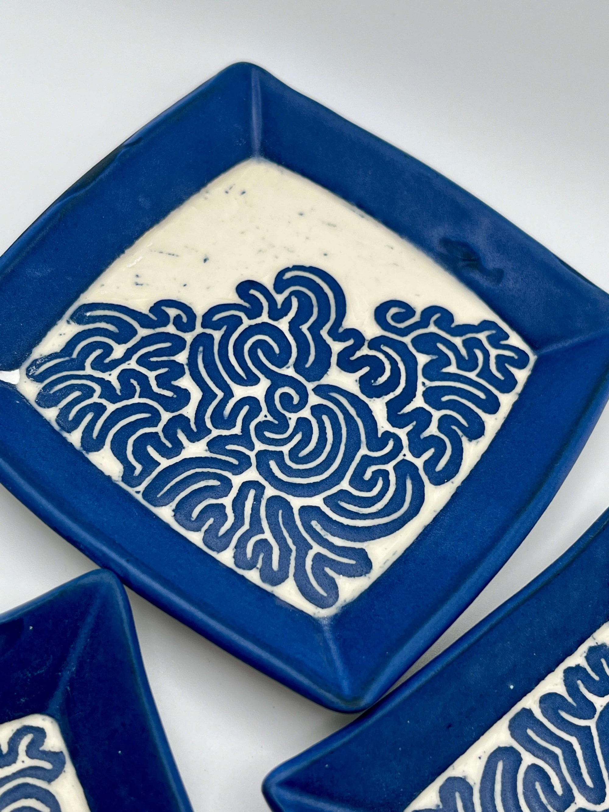 Square Maze Patterned Dish by Katy Bradshaw David