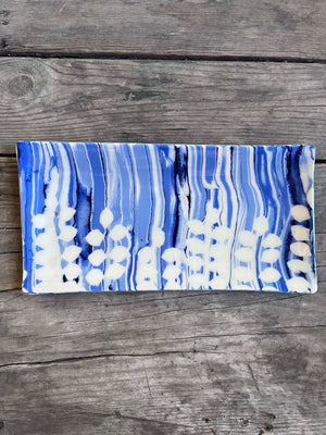 Striped Blue Floral Tray  by Katy Bradshaw David