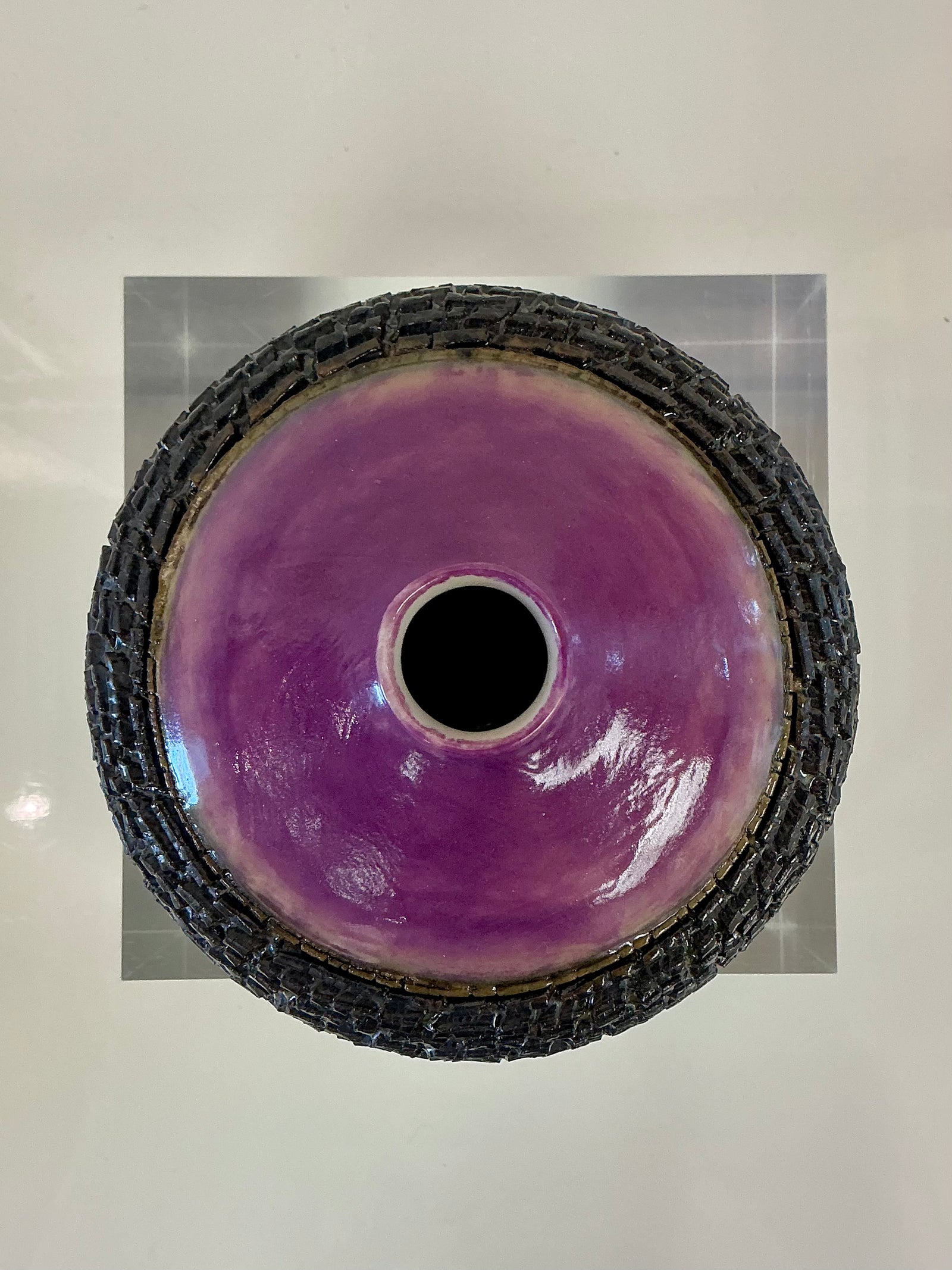 Purple Porcelain Crackle Pot by Mark Kazanoff