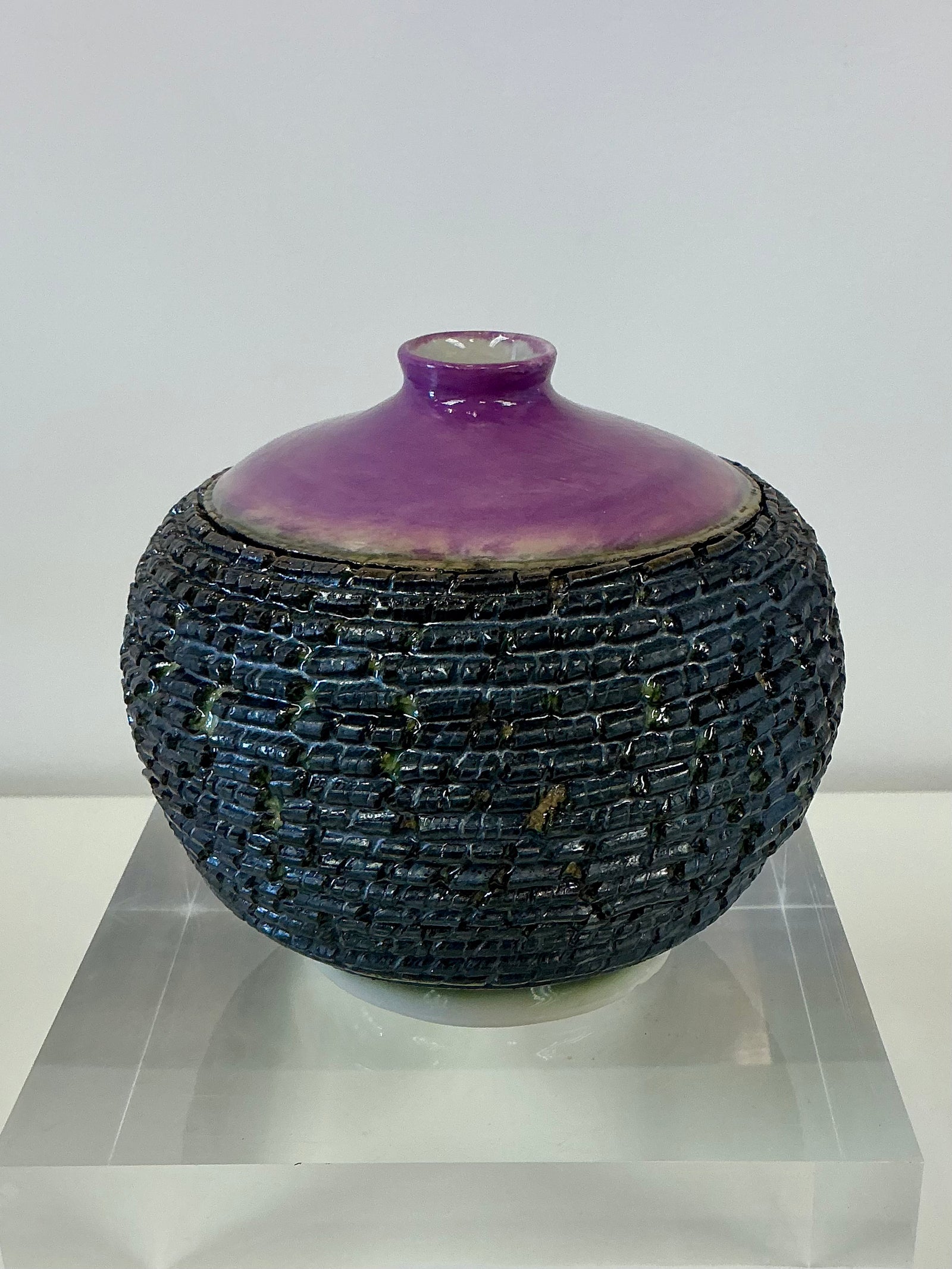 Purple Porcelain Crackle Pot by Mark Kazanoff