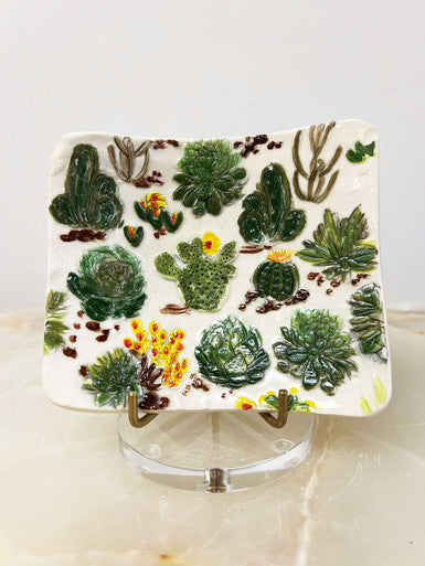 Colorful Cacti Ceramic Dish by Leila Levinson + Small