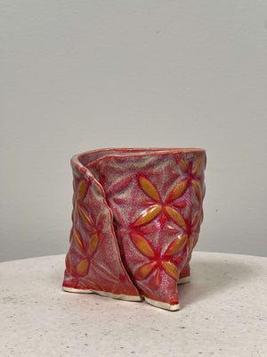 Pink, Patterned, Pinch-pot Planter by Leila Levinson