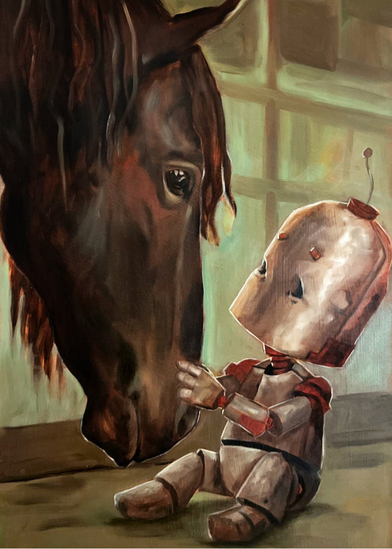 Mare Bot - Robots in Rowboats by Lauren Briere + Paper Print