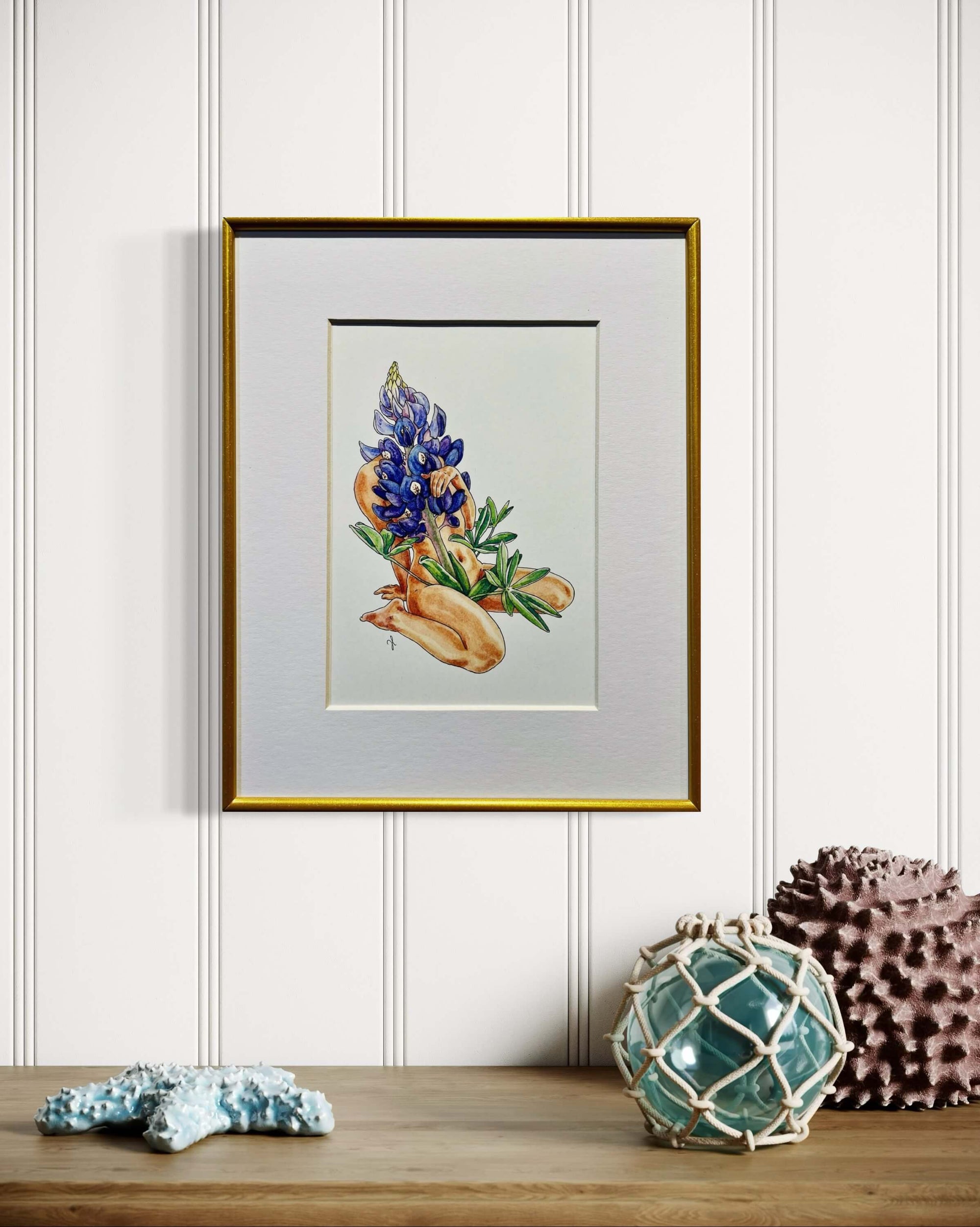 Bluebonnet Bliss Print by Maridad Studio - Framed