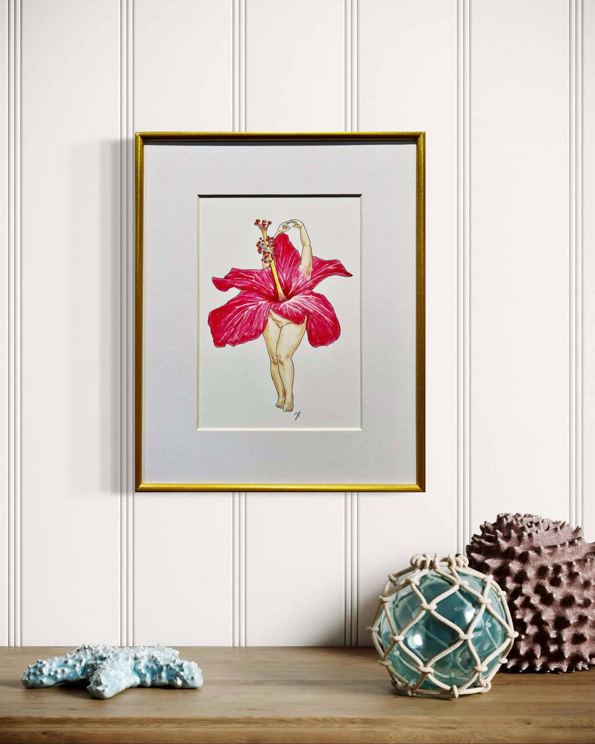 Hibiscus Fragilis Print by Maridad Studio - Framed