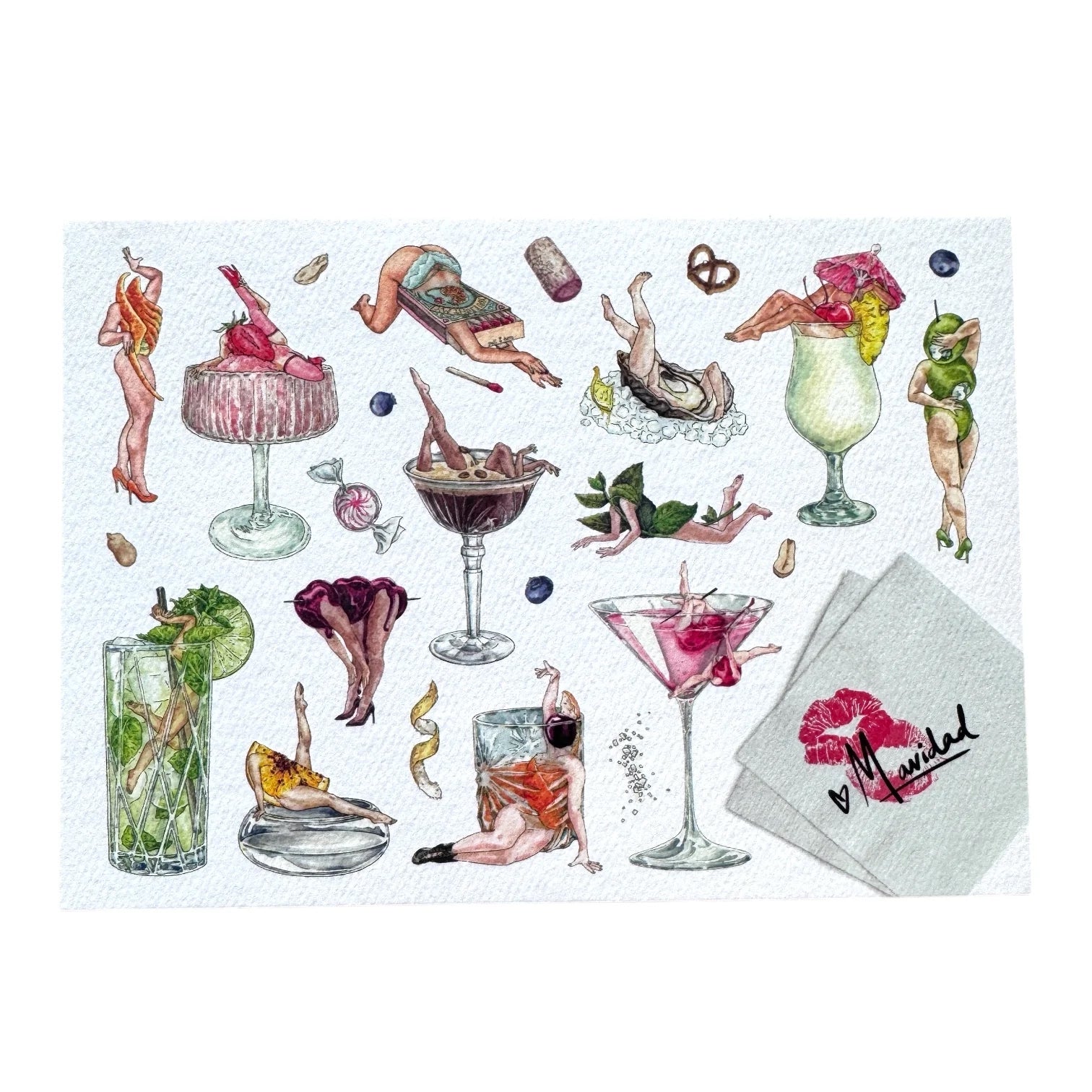 Kisses from Maridad Postcard by Maridad Studio