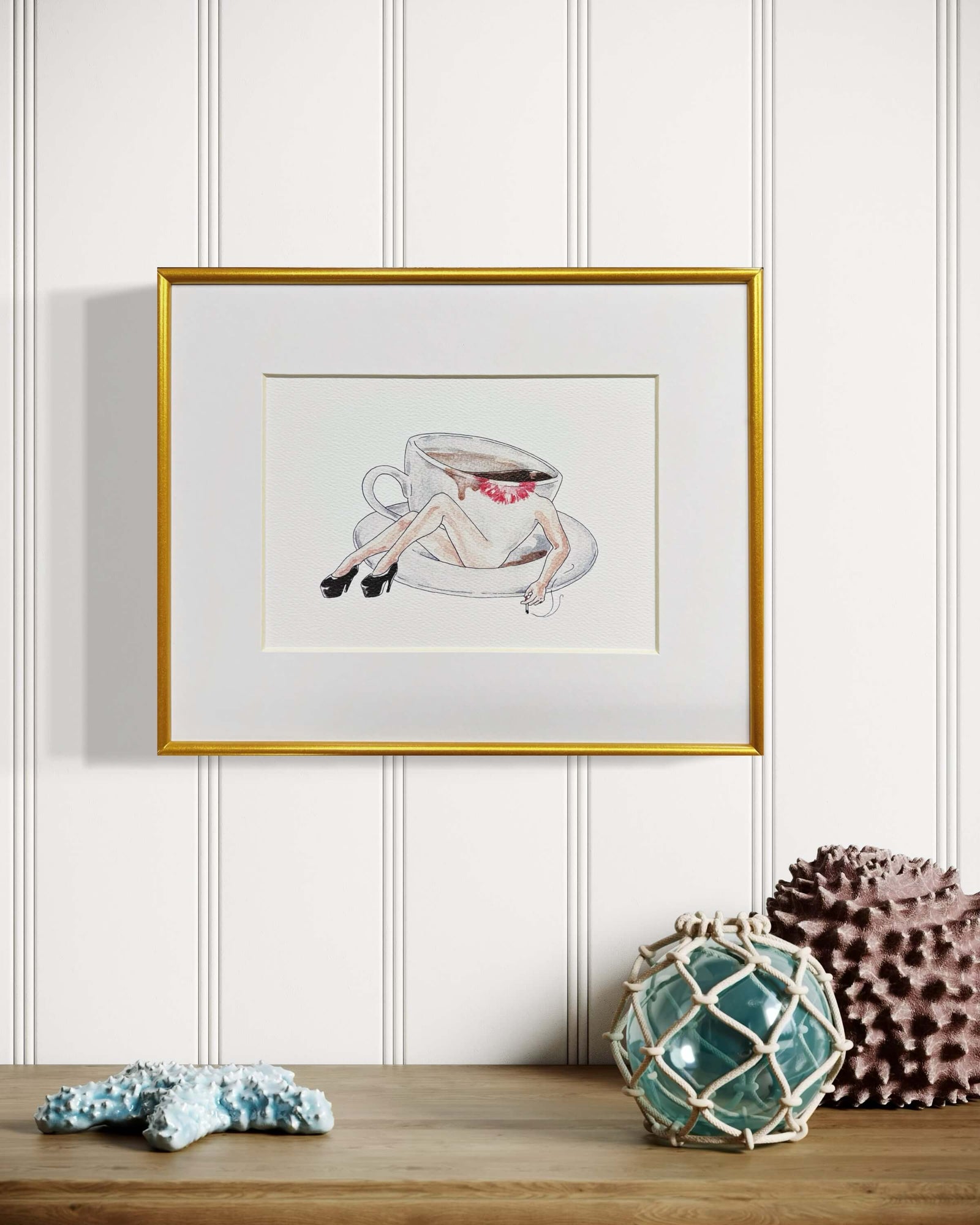 Caffeine Kicks Print by Maridad Studio + Framed