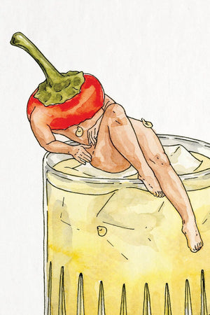 Spicy cocktail with a female figure.