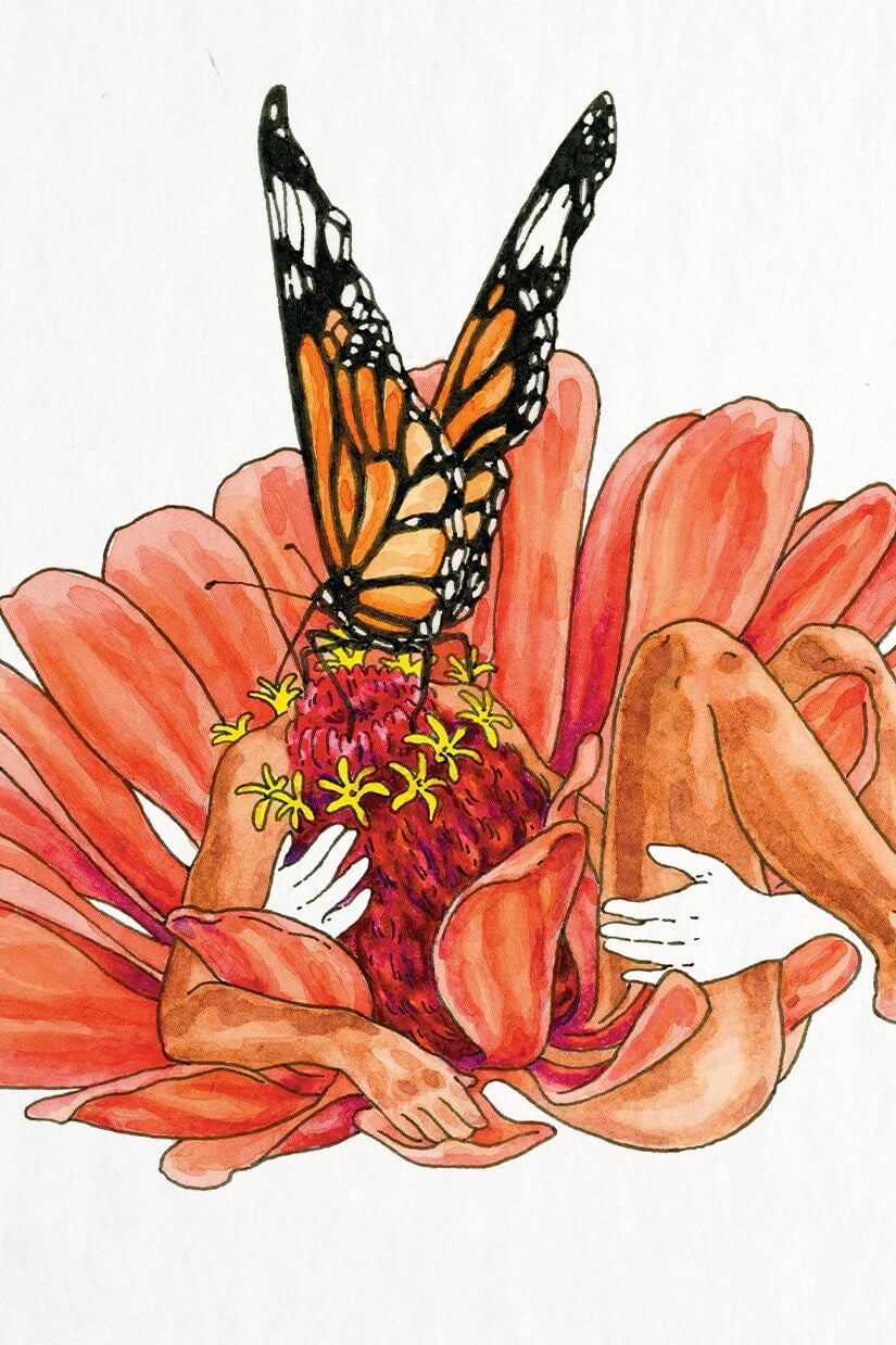 Zinnia Bloom Print by Maridad Studio
5" x 7" paper print
8"h x 10"w white mat