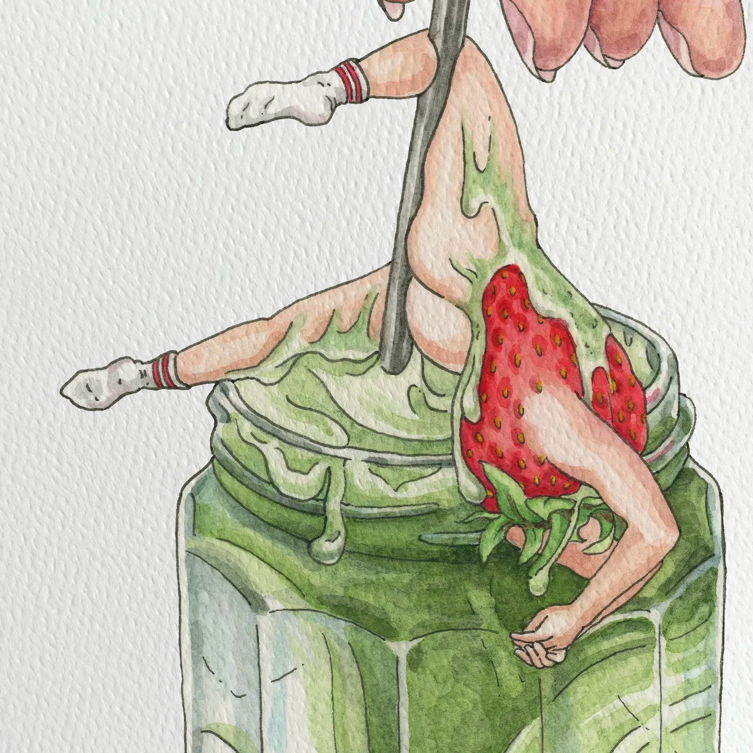 Strawberry Matcha Latte Print by Maridad Studio