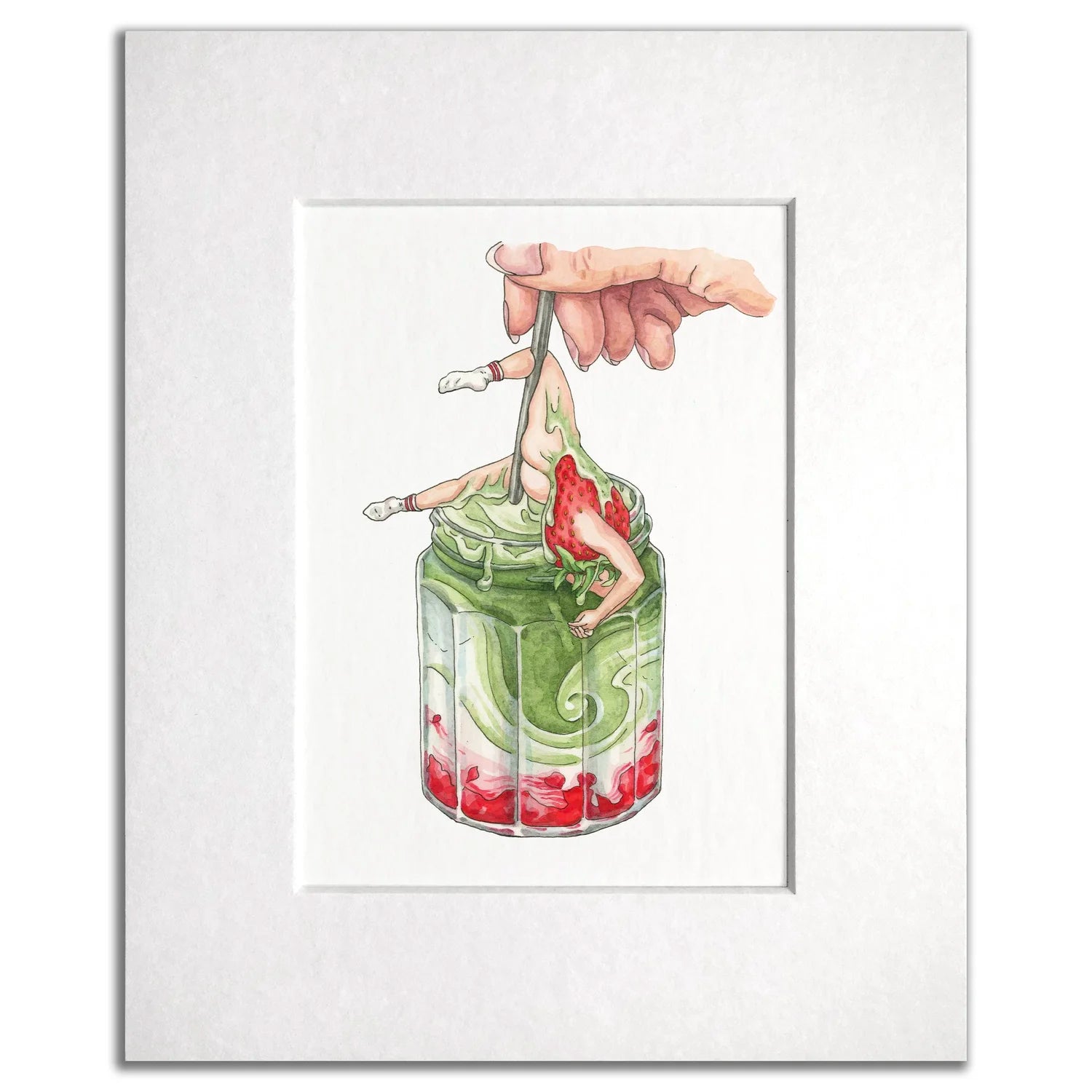 Strawberry Matcha Latte Print by Maridad Studio