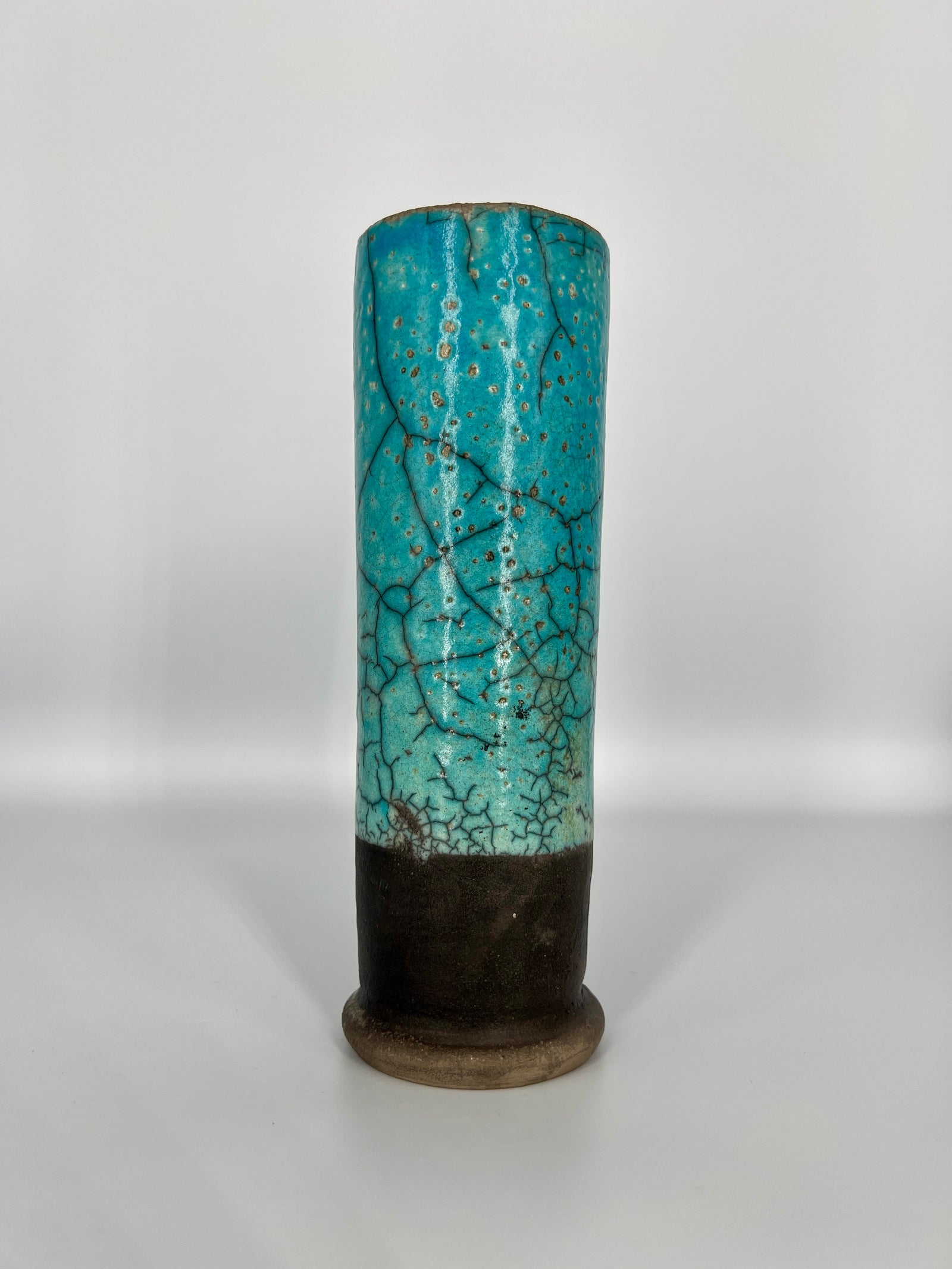 Tall Blue Crackle Vase by Mark Kazanoff