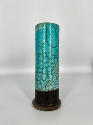 Tall Blue Crackle Vase by Mark Kazanoff