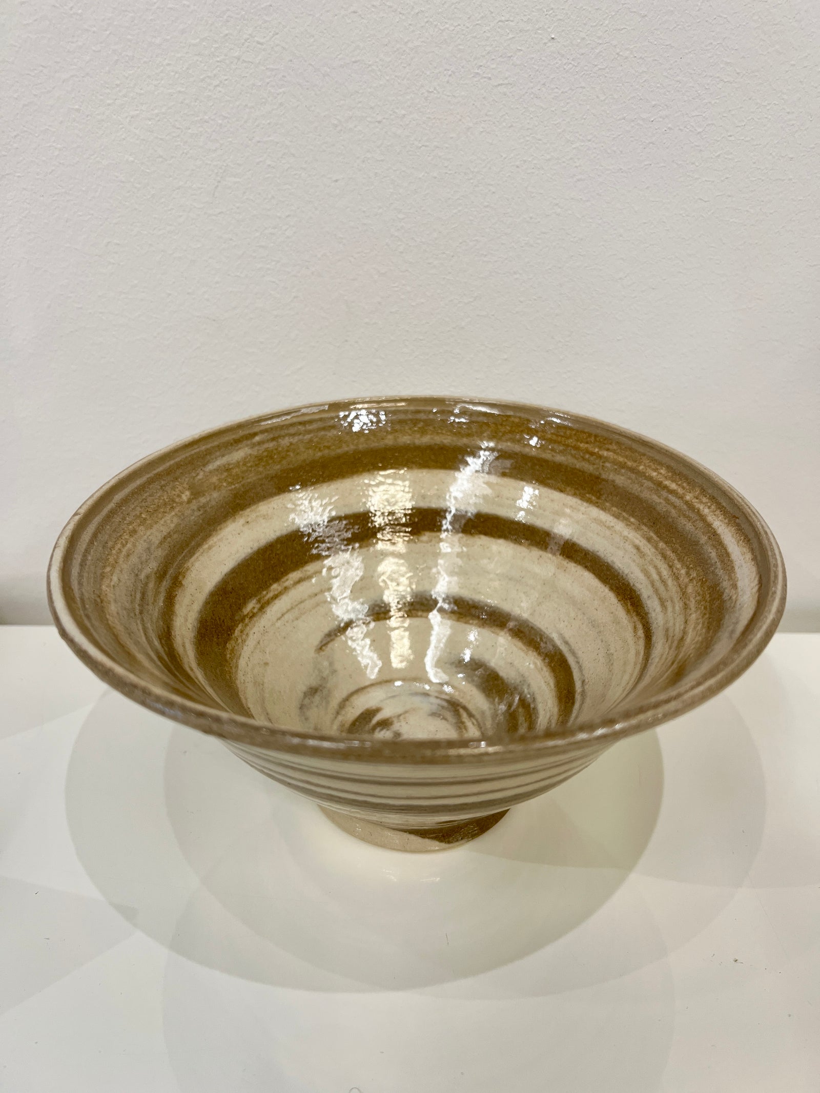 Marbled White and Tan Clay Bowl by Mark Kazanoff