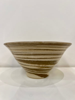 Marbled White and Tan Clay Bowl by Mark Kazanoff