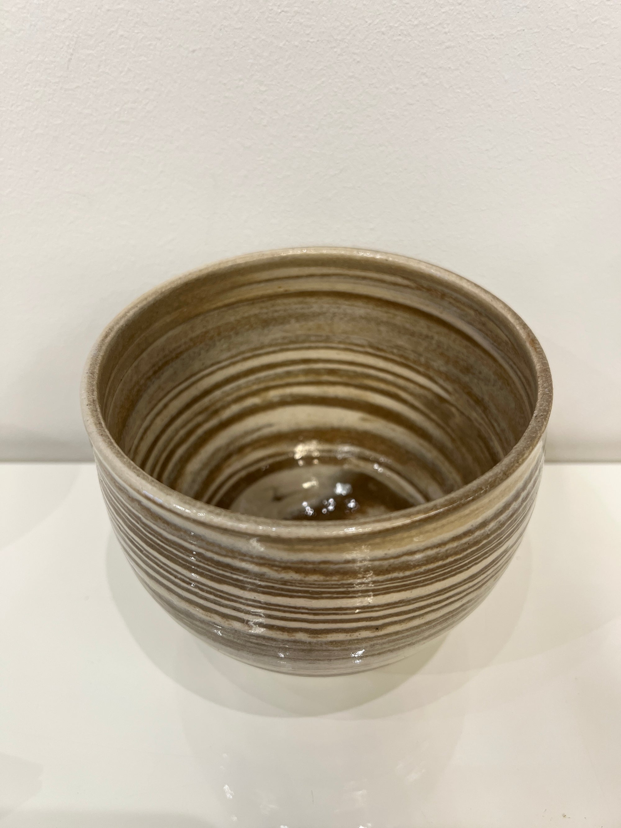Marbled White and Tan Clay Bowl #2 by Mark Kazanoff