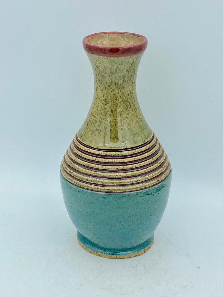 Speckled Blue and Maroon Vase by Mark Kazanoff