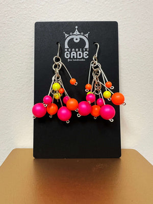 Pink, Orange & Yellow Cascade Earrings by Merritt Gade