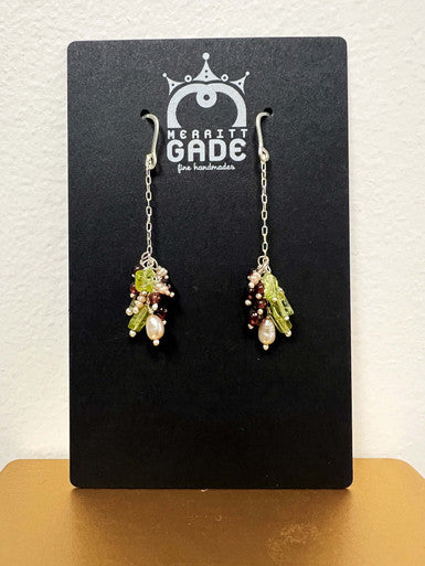 Peridot & Garnet Chain Dangle Earrings by Merritt Gade