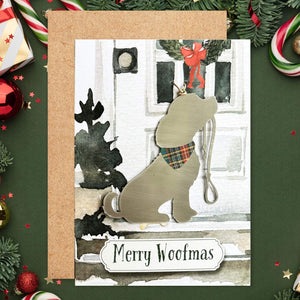 Merry Woofmas Card with Dog Ornament by Authenticaa