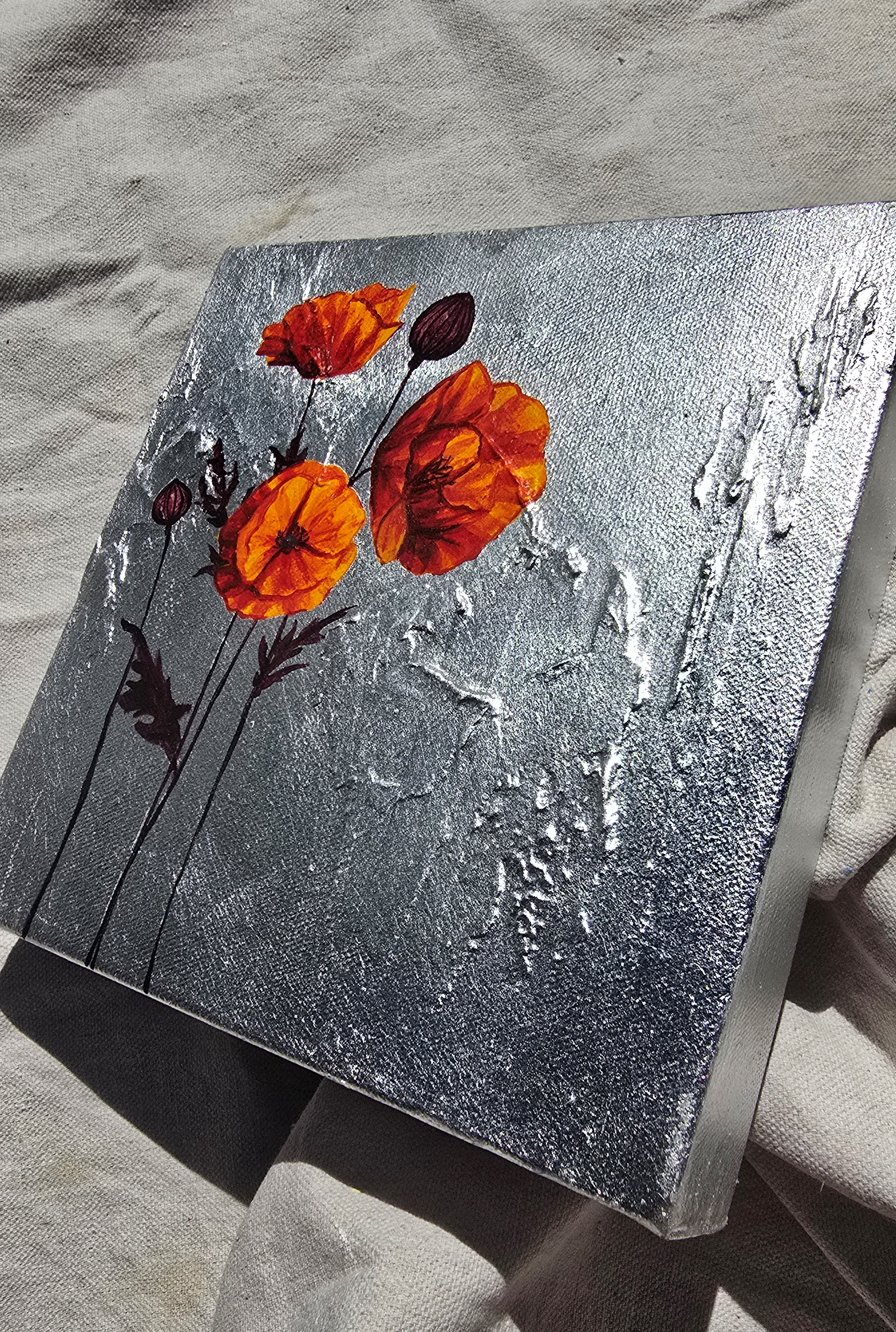 Handful of Poppies in Silver I by Lauren Hua