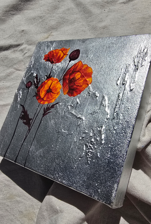 Handful of Poppies in Silver I by Lauren Hua
