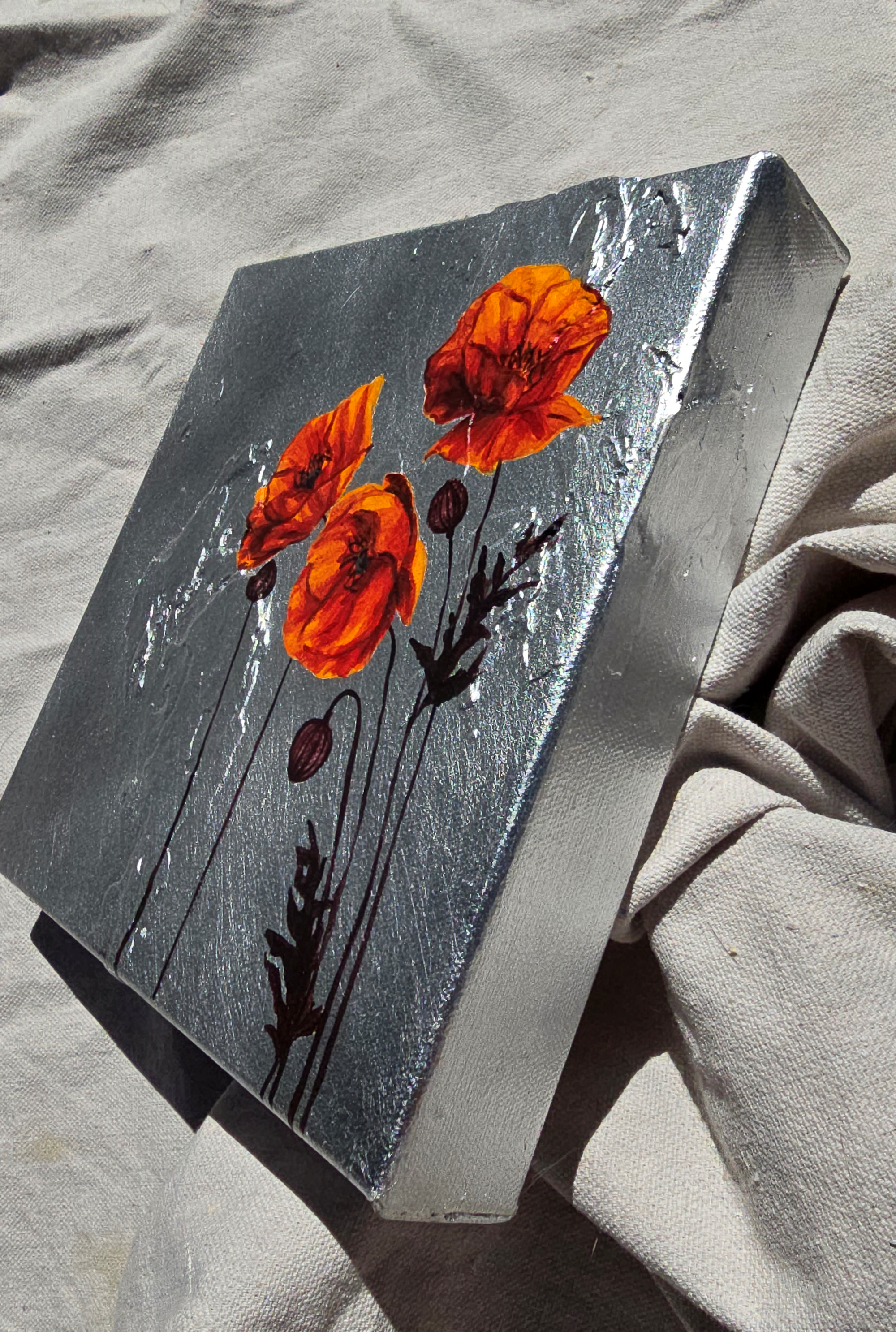 Handful of Poppies in Silver II by Lauren Hua