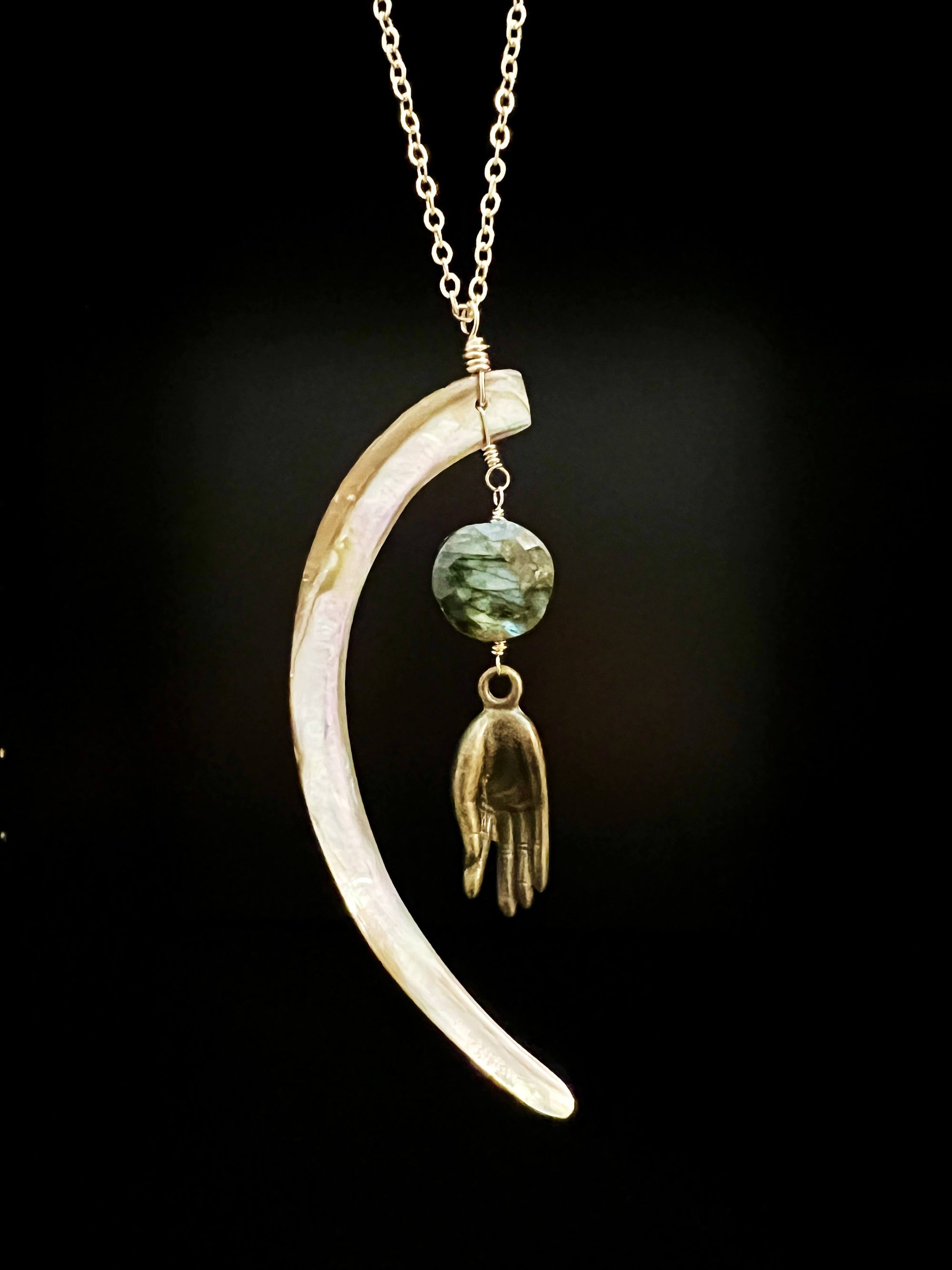 Abalone, Mudra and Labradorite Necklace by Pake