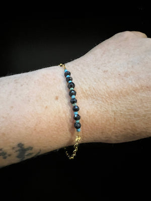 Afghan Turquoise and Black Spinel Bracelet by Pake